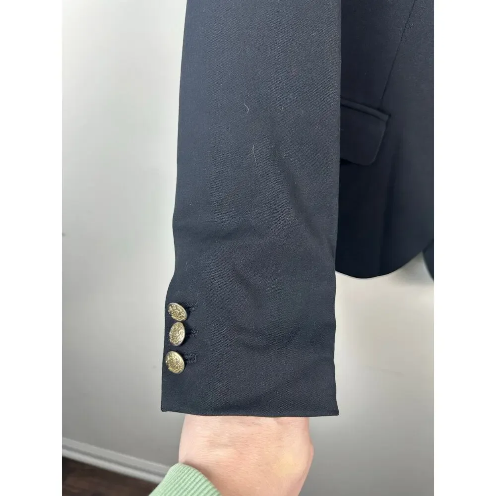 J.‎ Crew Two Button Blazer Black Gold Buttons Classic Size 4 EUC Factory